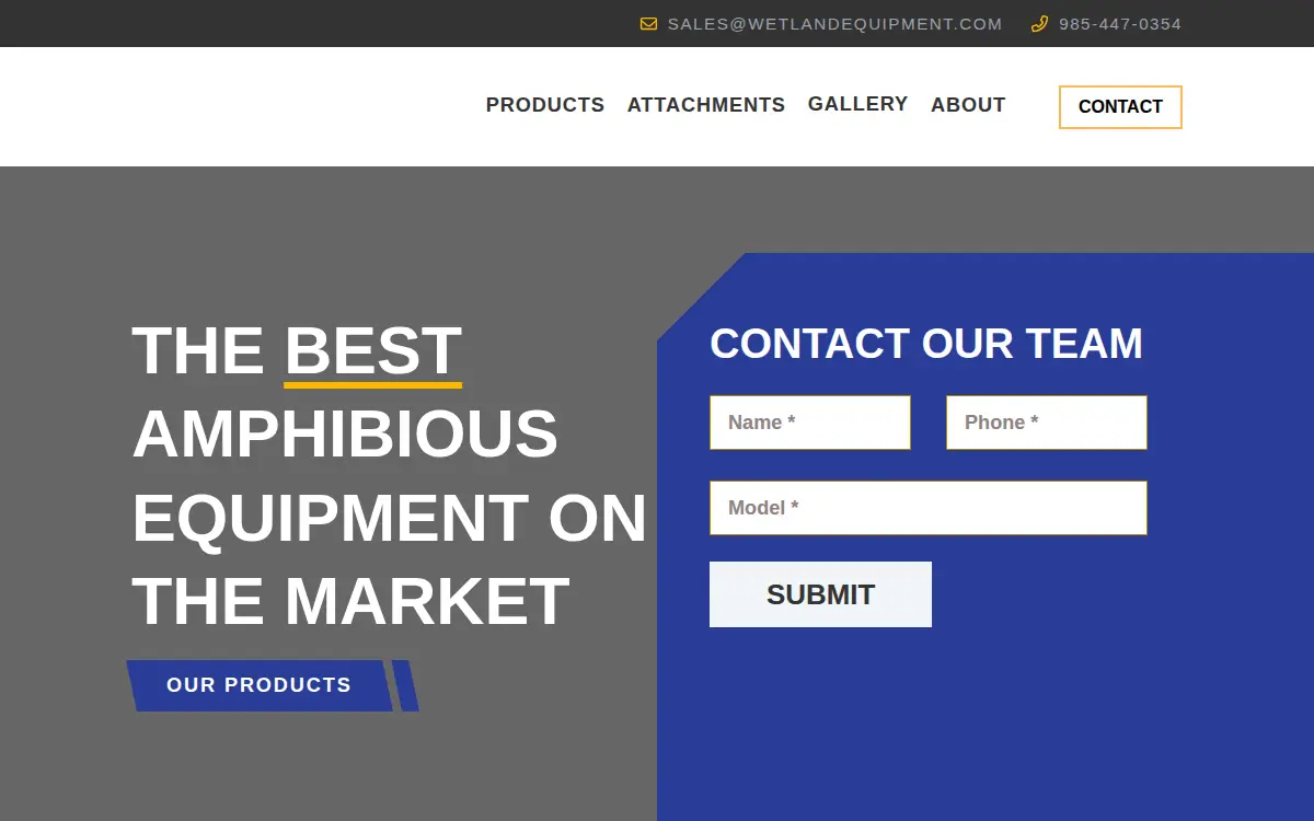 Homepage of Wetland Equipment Company, INC.