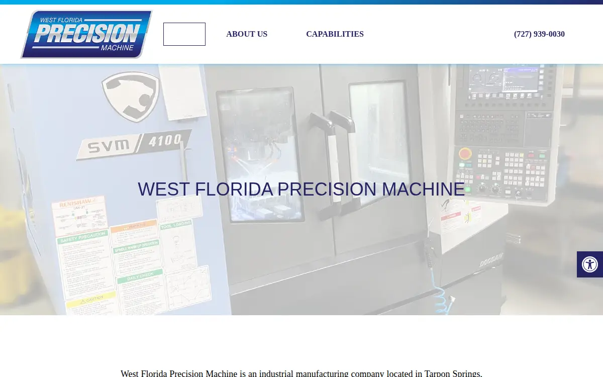 Homepage of West Florida Precision Machine, LLC