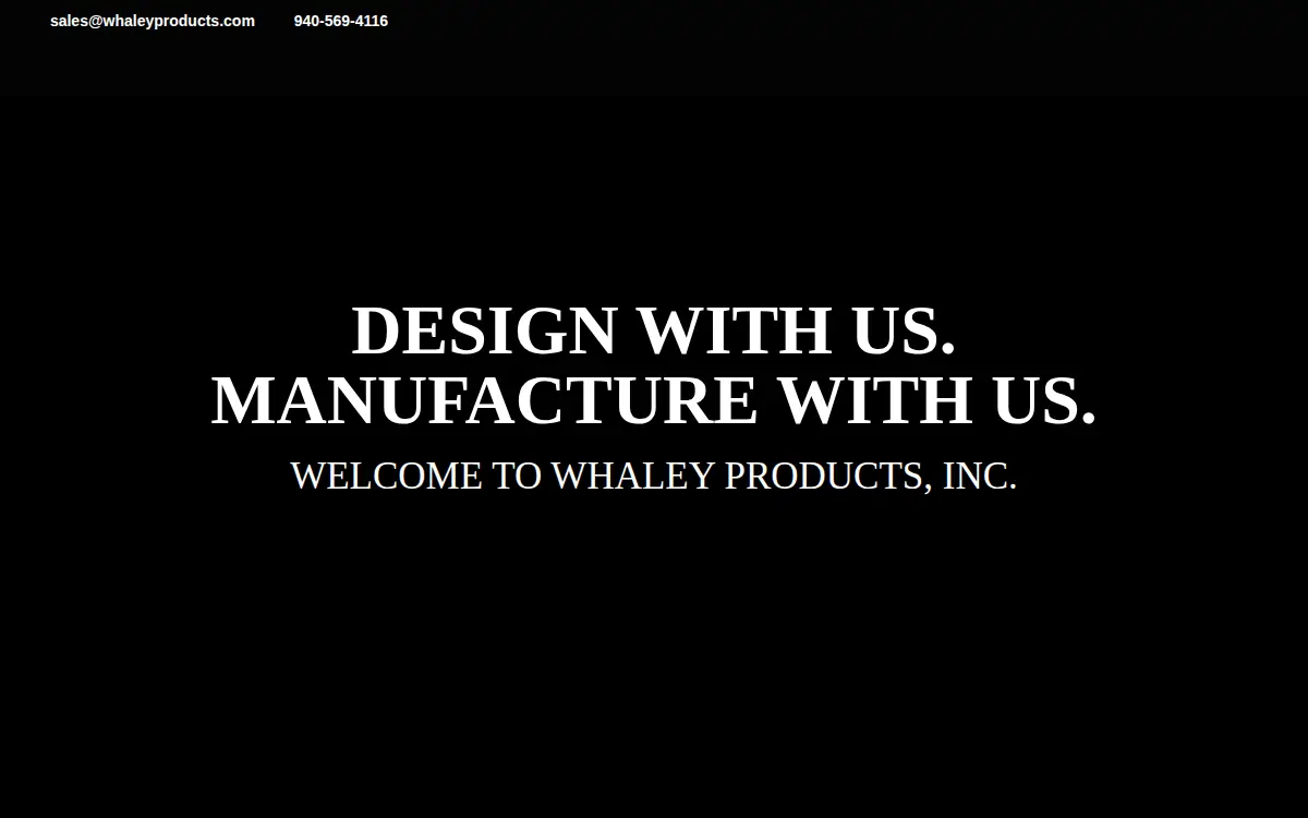 Homepage of Whaley Products INC