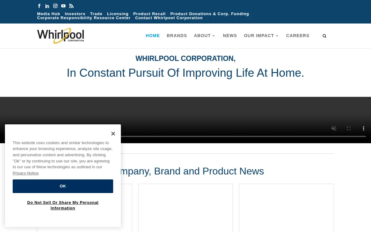 Homepage of Whirlpool CORP