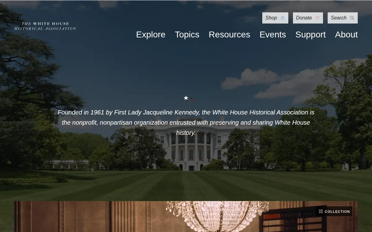 Homepage of White House Historical Association