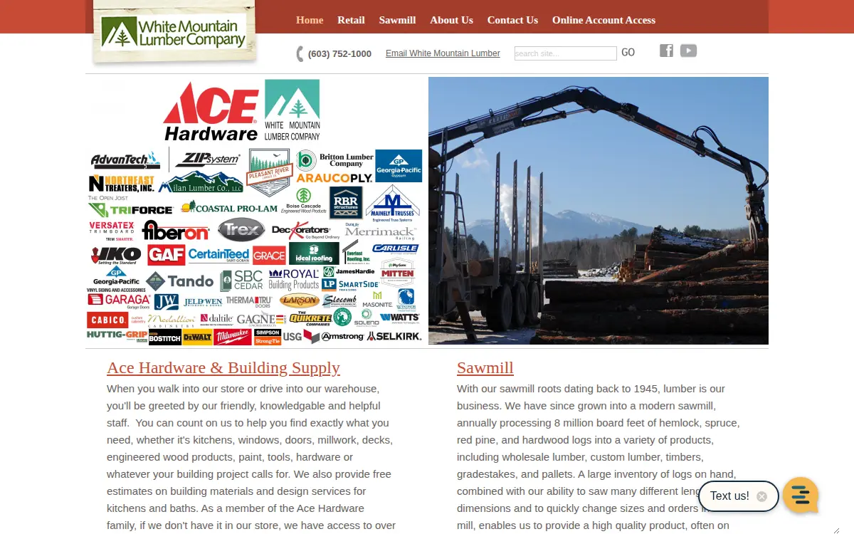 Homepage of White Mountain Lumber LLC