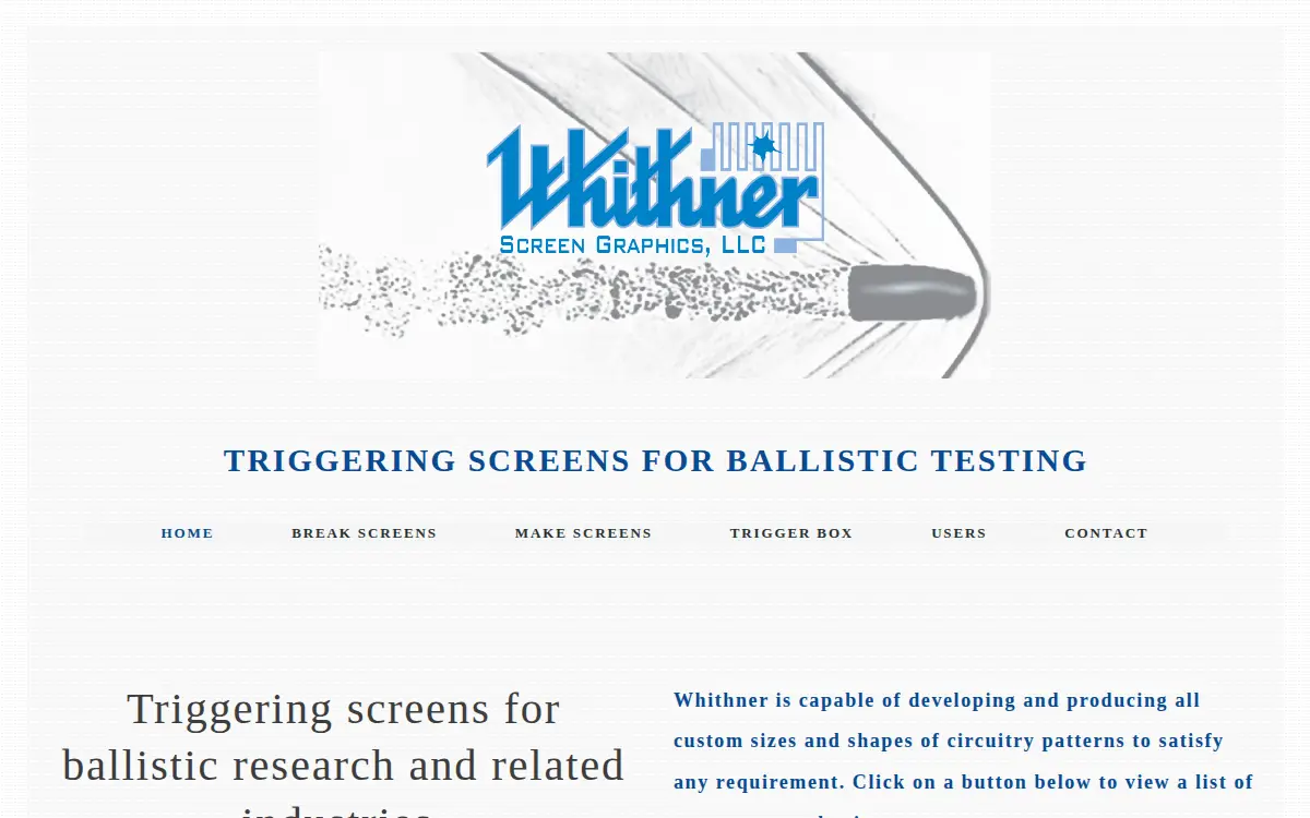 Homepage of Whithner Screen Graphics LLC