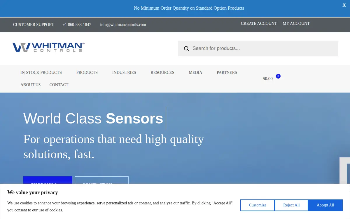 Homepage of Whitman Controls LLC