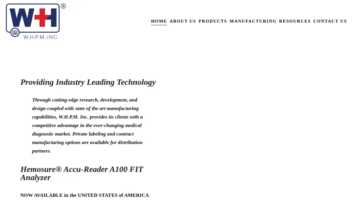 Homepage of W.h.p.m., INC.