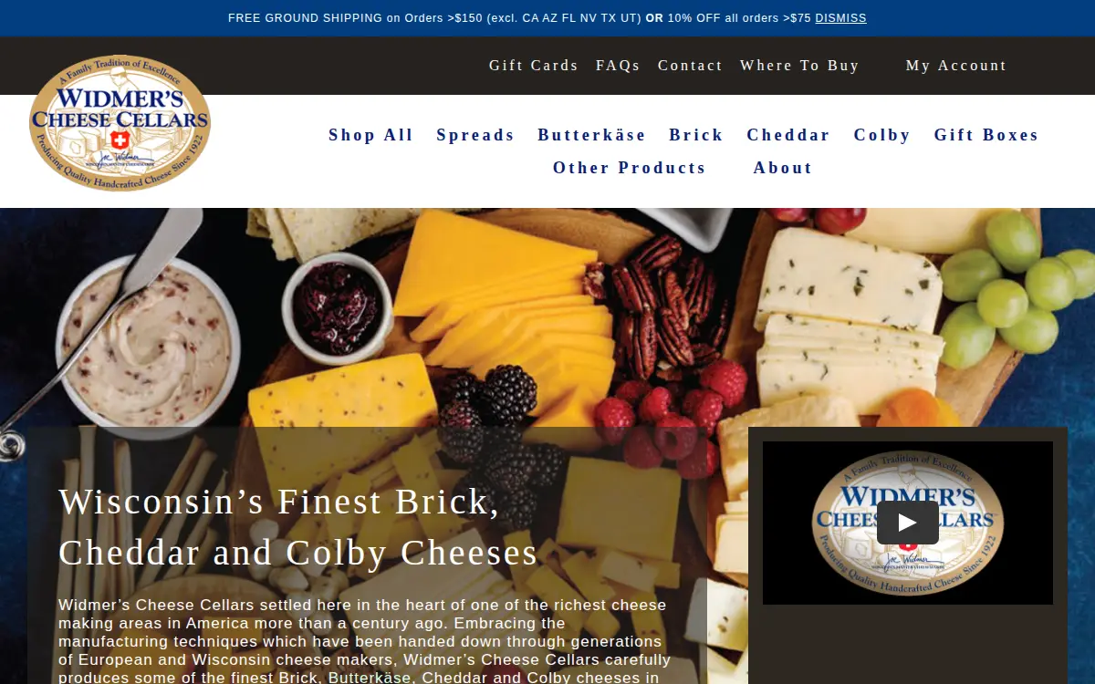 Homepage of Widmers Cheese Cellars INC