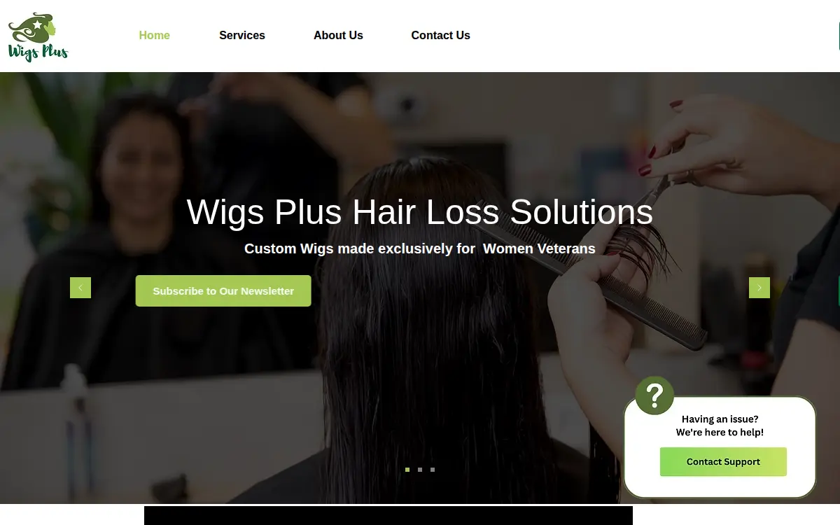 Homepage of Wigs Plus LLC