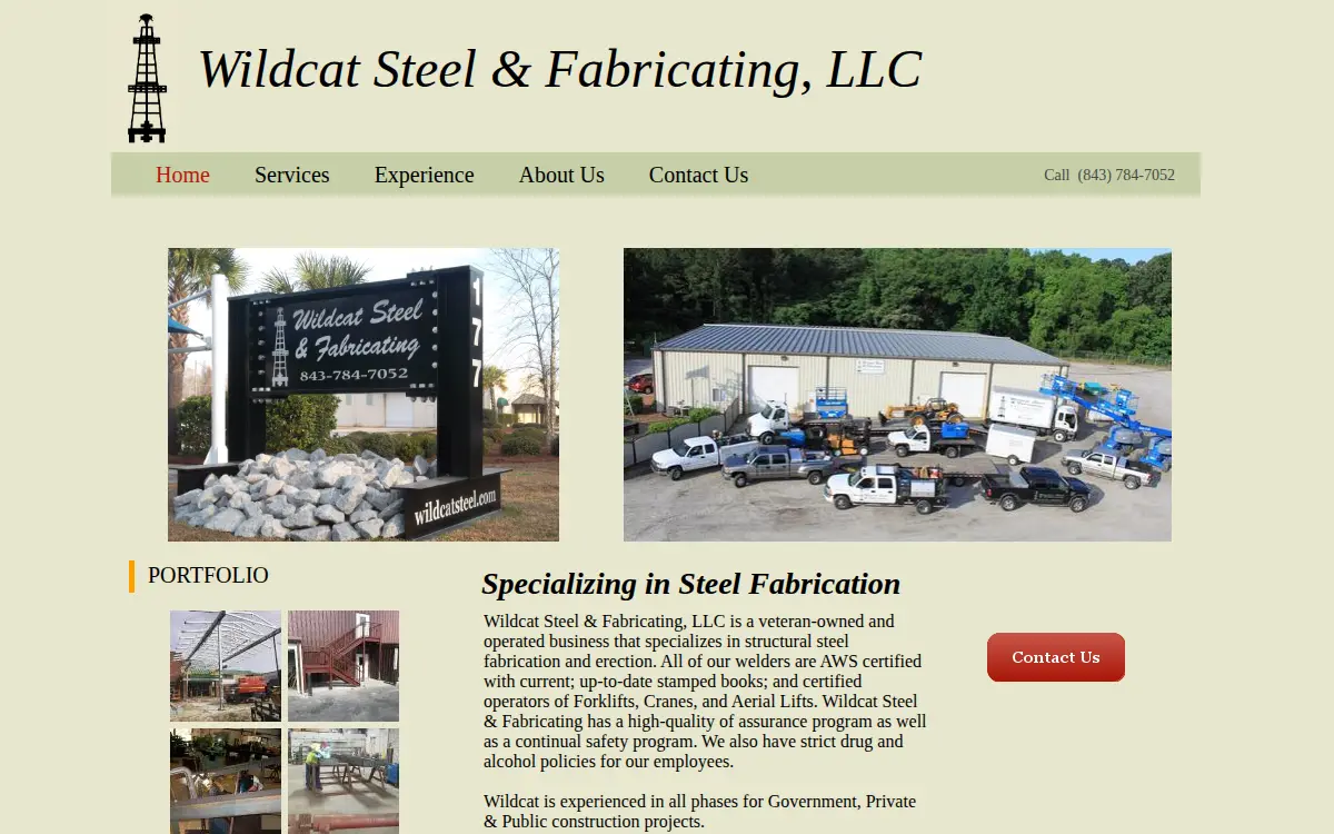 Homepage of Wildcat Steel & Fabricating LLC