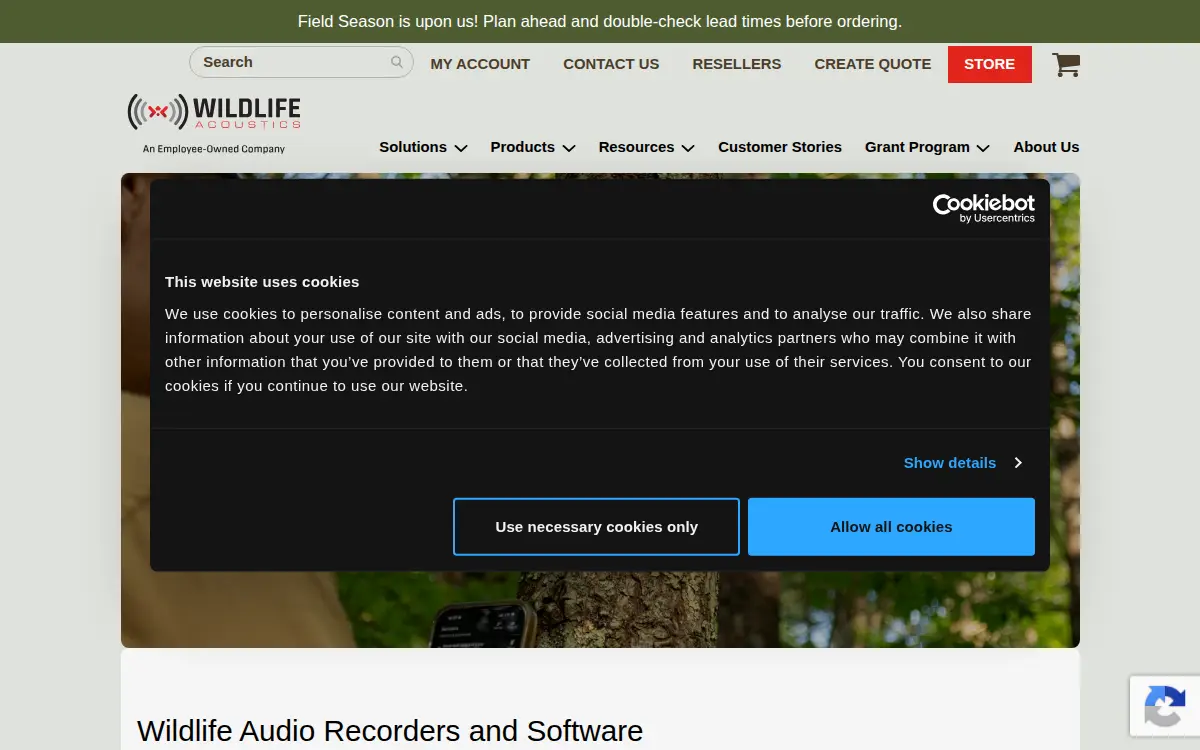Homepage of Wildlife Acoustics, INC.