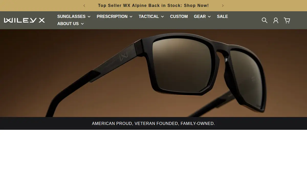 Homepage of Wiley X, INC.