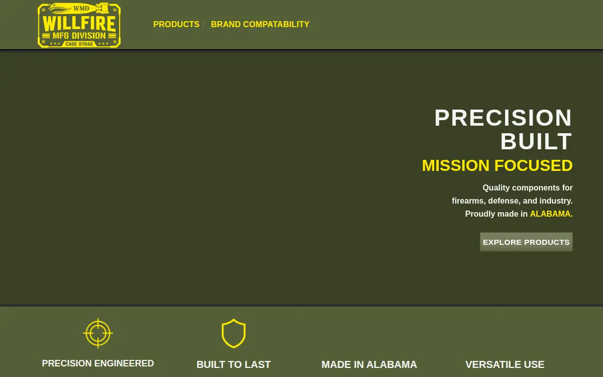 Homepage of Willfire Manufacturing Division LLC