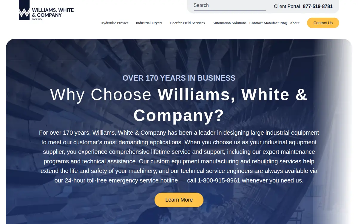Homepage of Williams White and CO