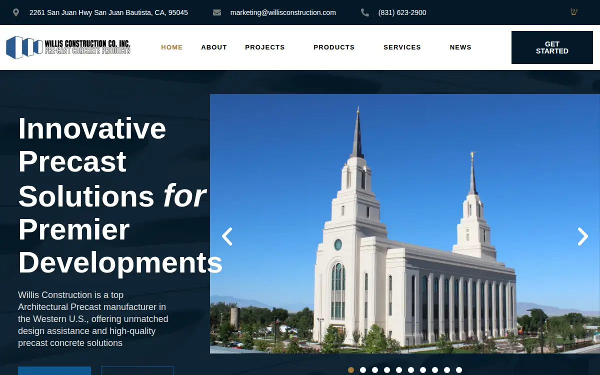 Homepage of Willis Construction Company, INC.