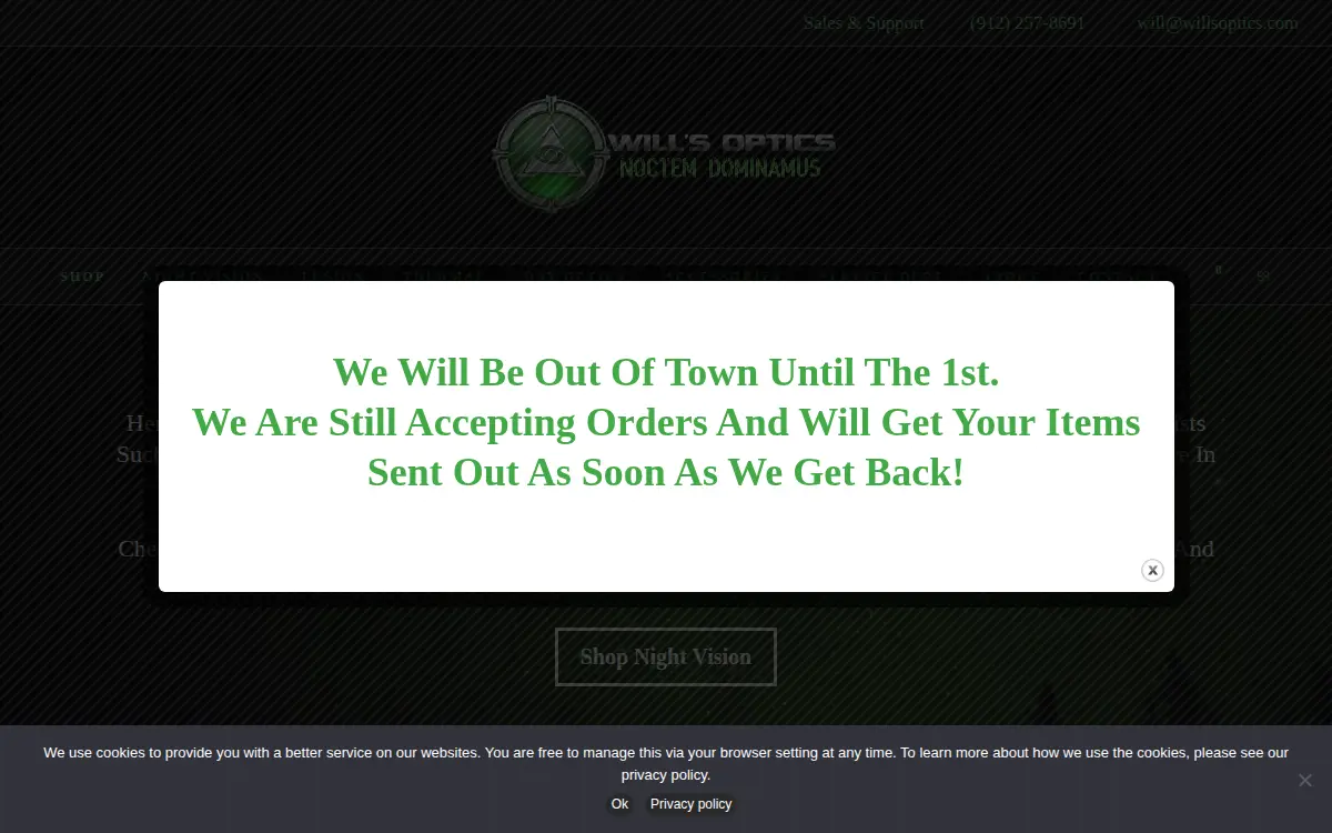 Homepage of Willsoptics LLC