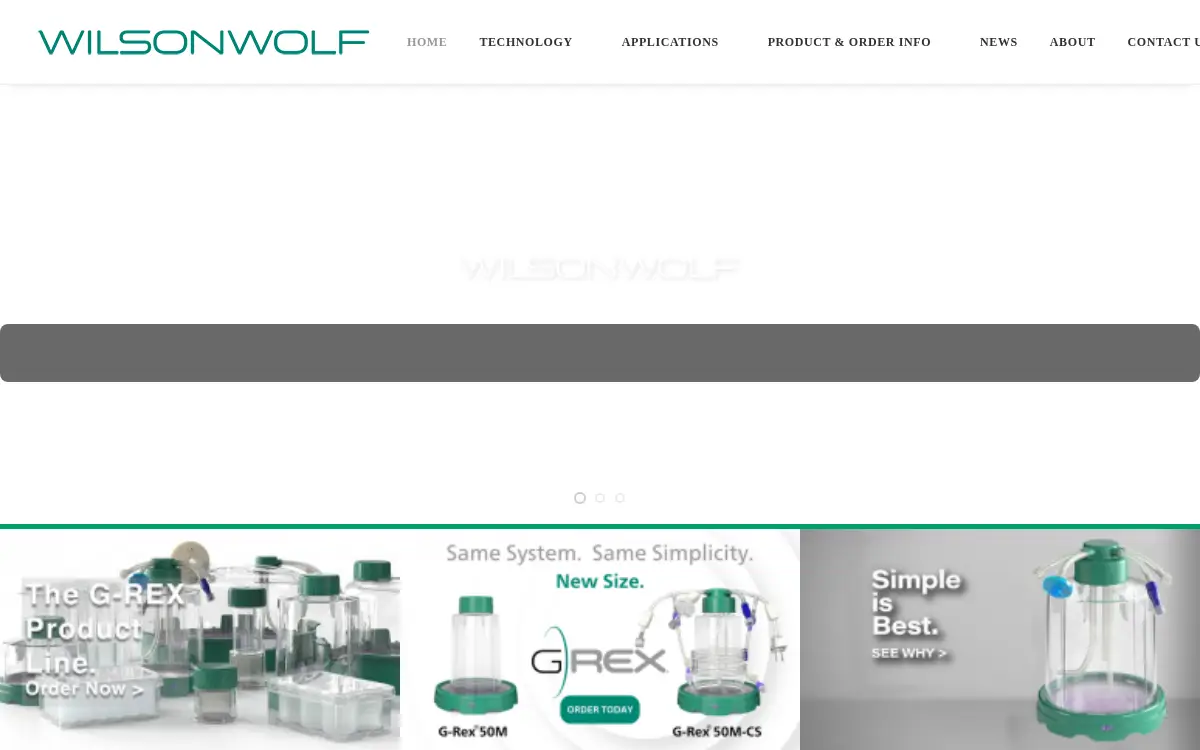 Homepage of Wilson Wolf Manufacturing, LLC