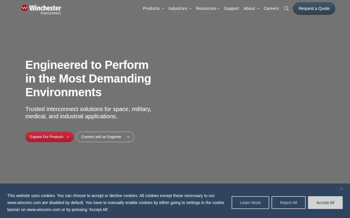 Homepage of Winchester Interconnect Hermetics, LLC