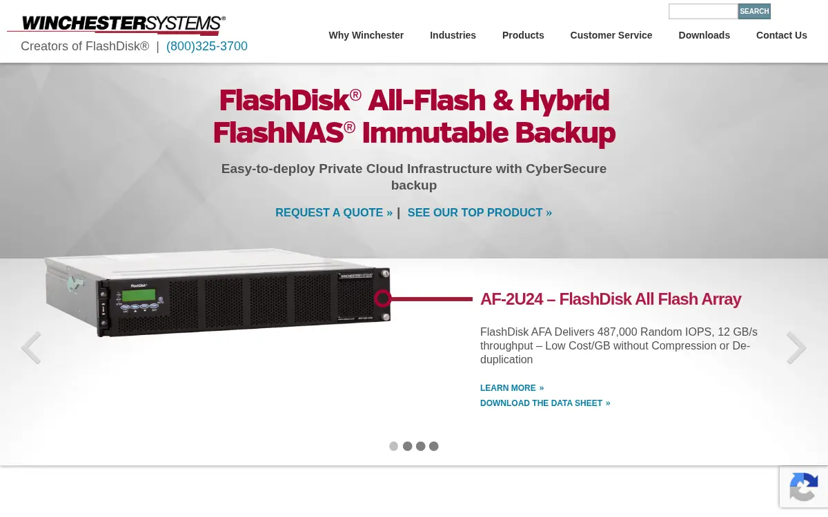 Homepage of Winchester Systems INC.