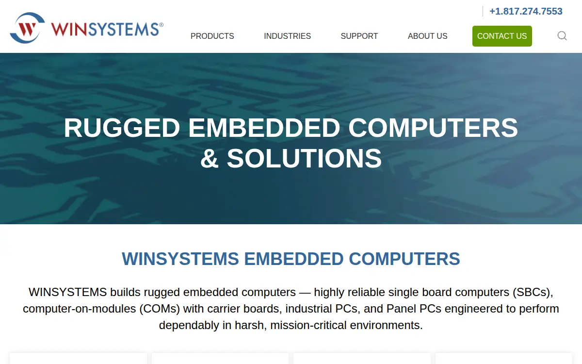 Homepage of Winsystems, INC.