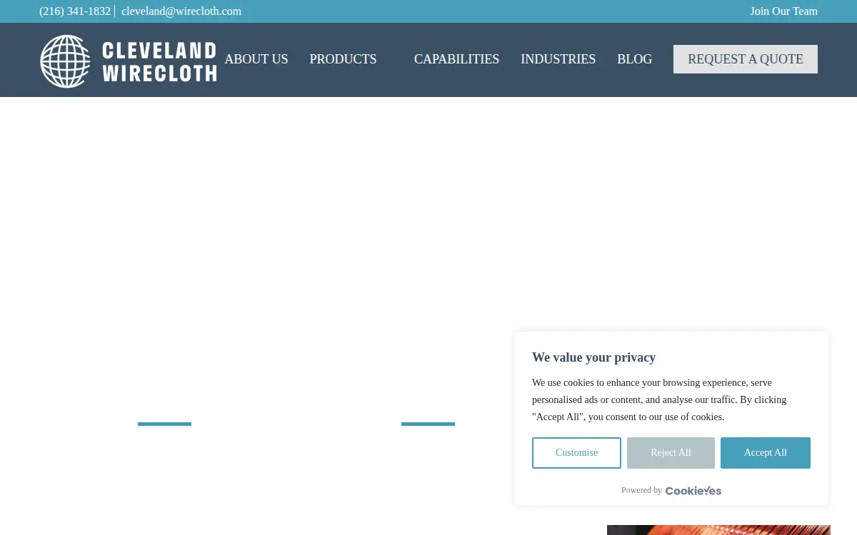 Homepage of Cleveland Wire Cloth & Manufacturing CO
