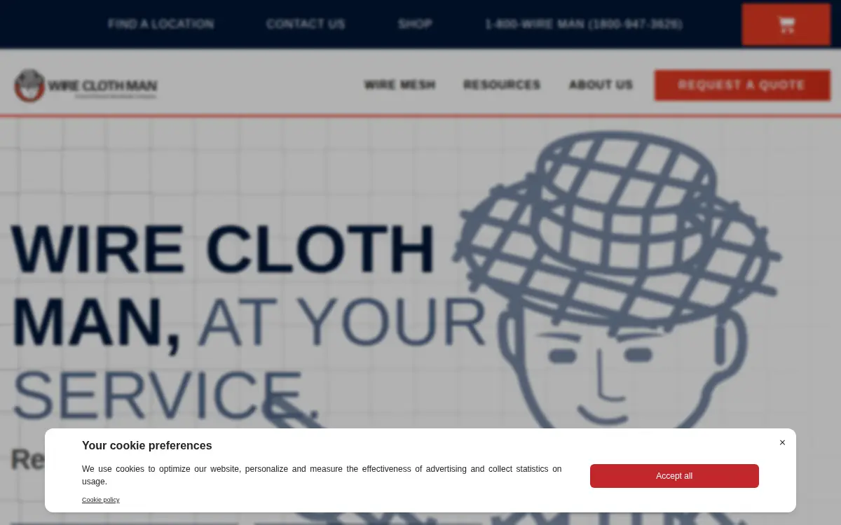 Homepage of Wire Cloth Manufacturers, INC.