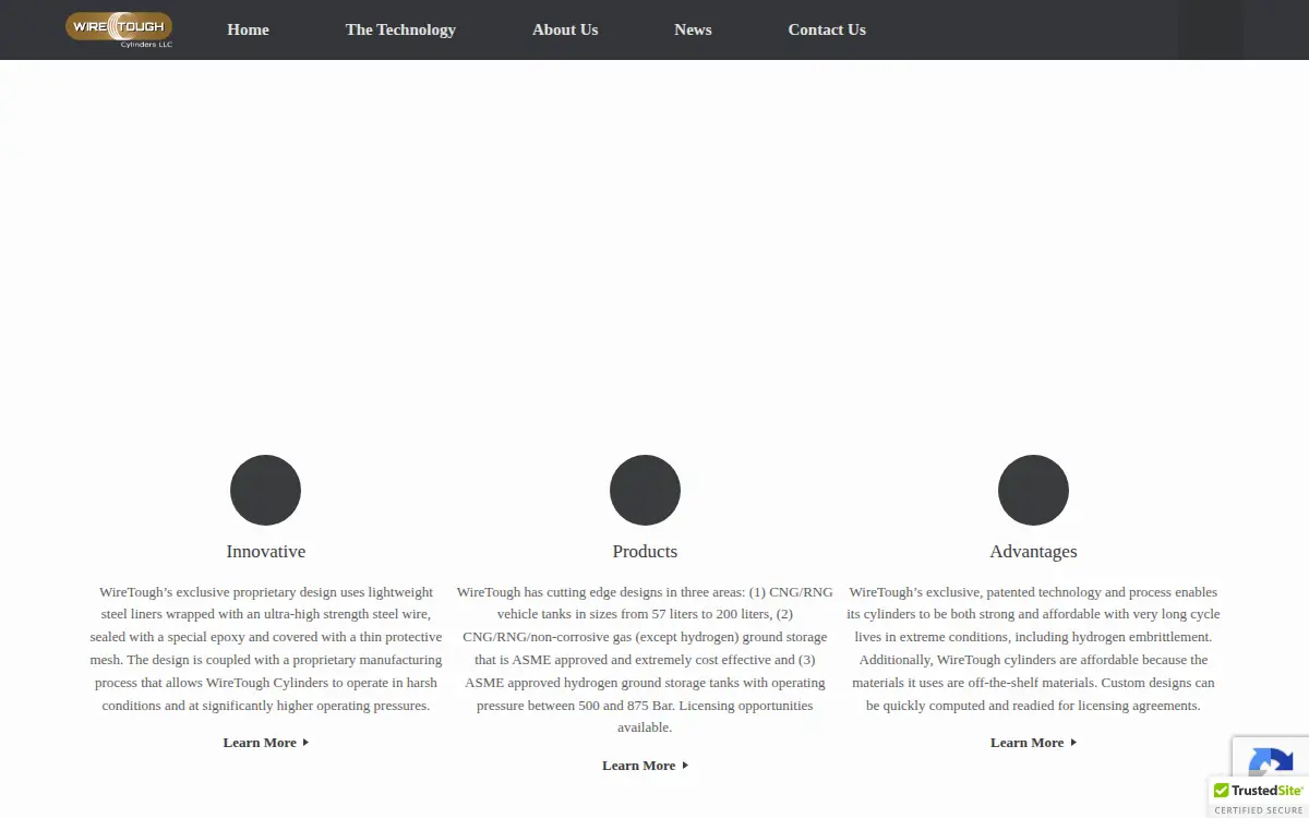 Homepage of Wiretough Cylinders LLC