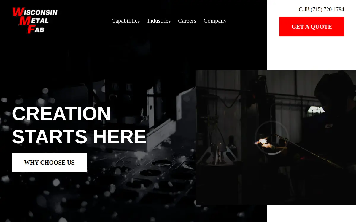 Homepage of Wisconsin Metal Fab LLC
