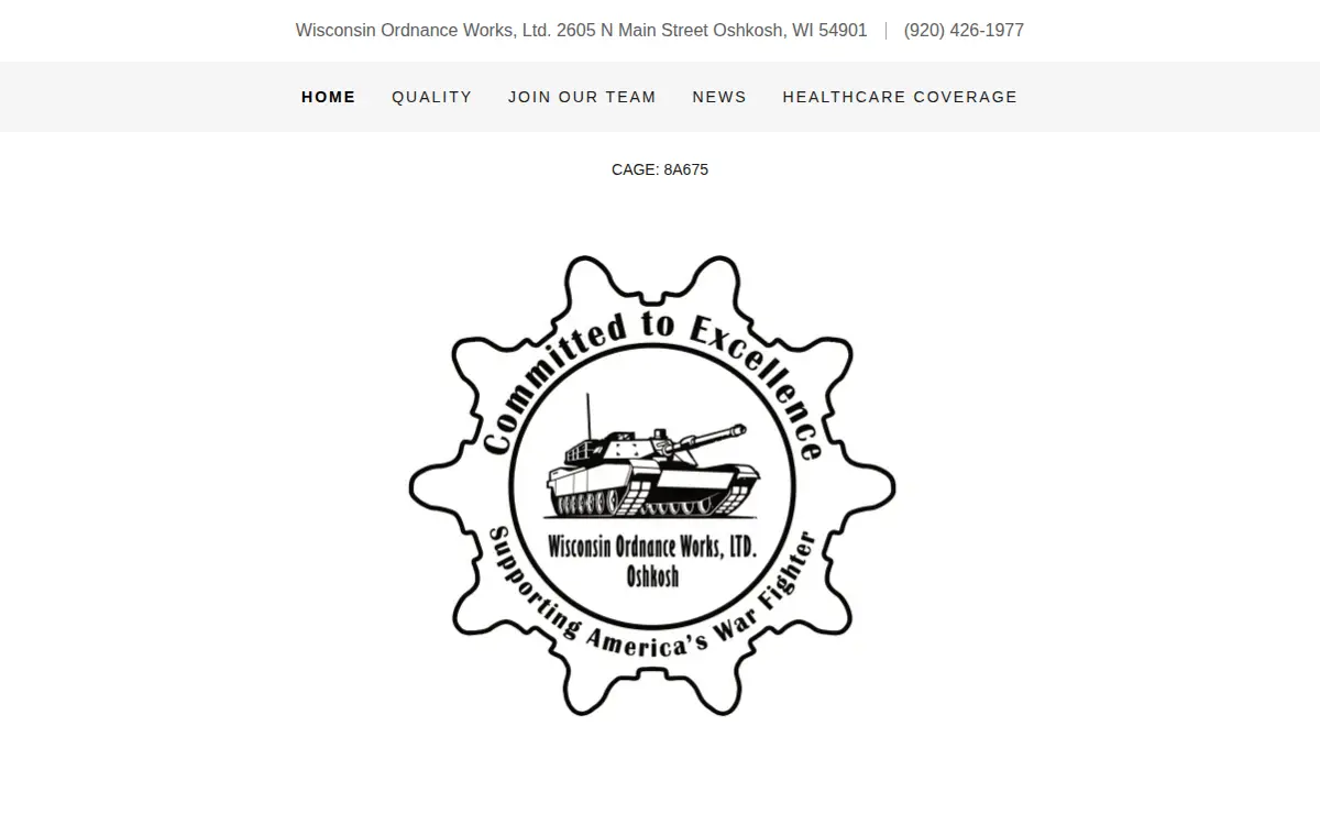 Homepage of Wisconsin Ordnance Works LTD