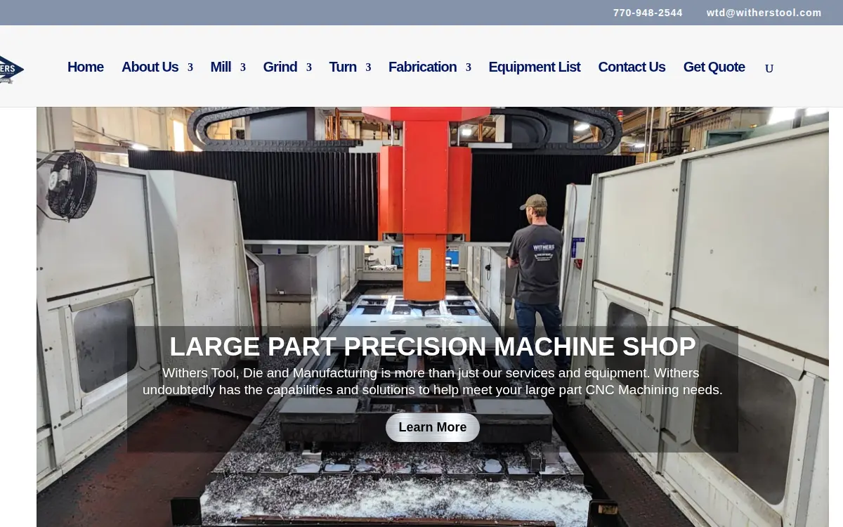 Homepage of Withers Tool, Die & Manufacturing Company