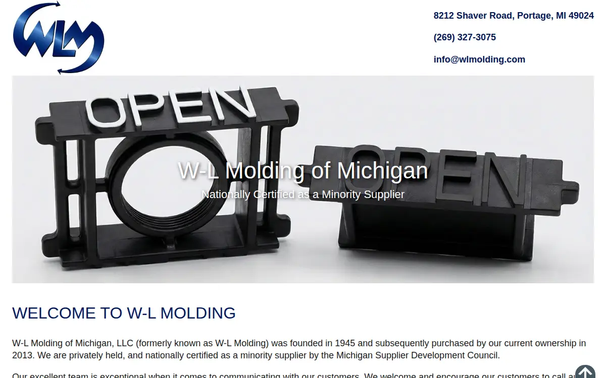 Homepage of W-l Molding of Michigan, LLC