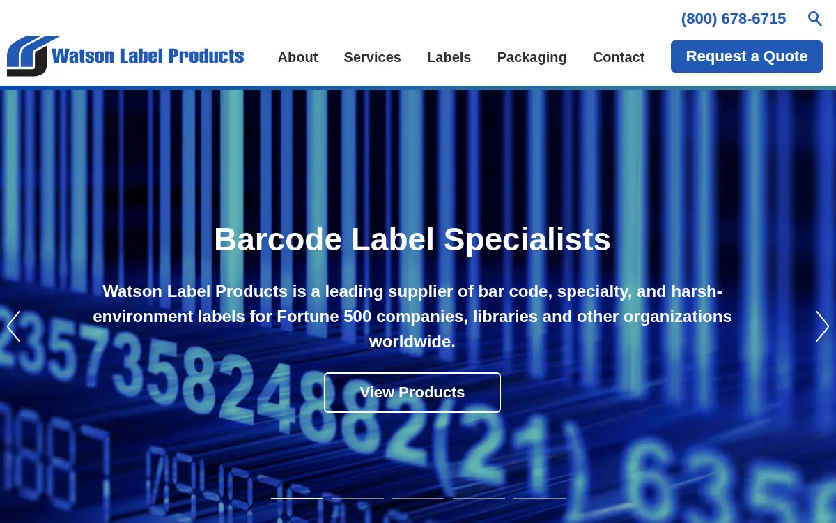 Homepage of Watson Label Products CORP.