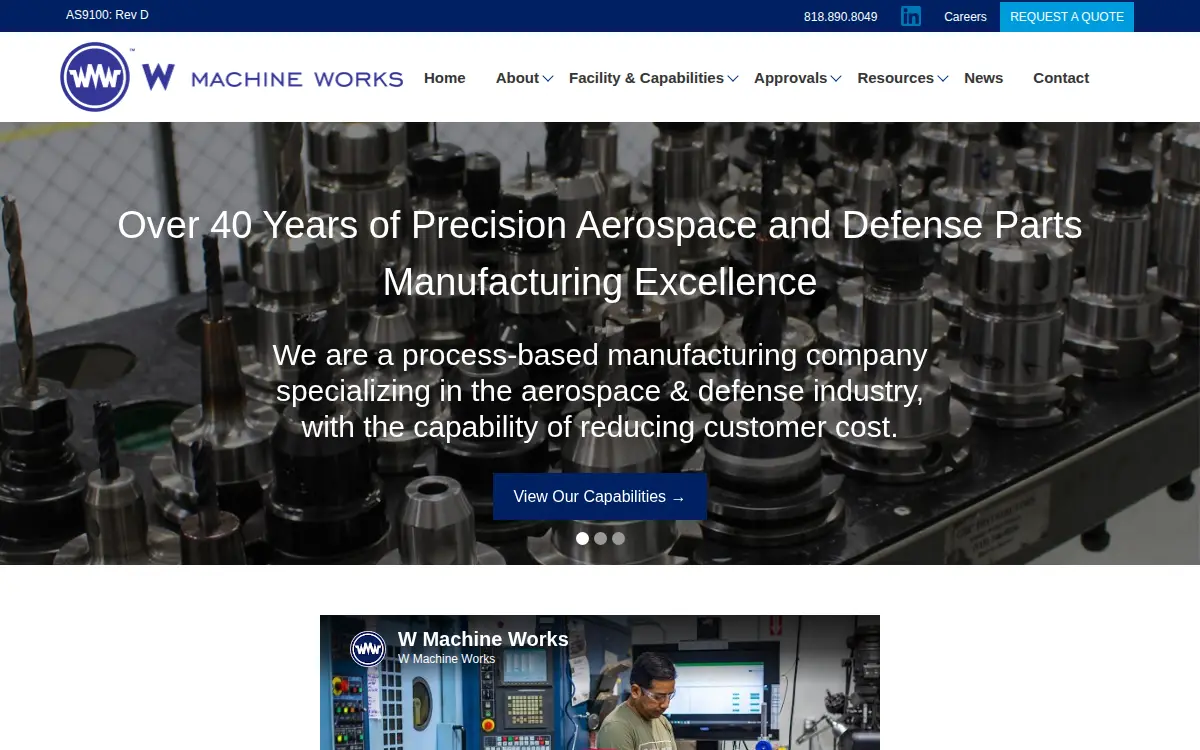 Homepage of W Machine Works INC