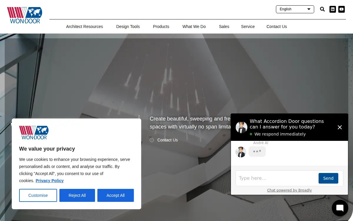 Homepage of Won-door Corporation