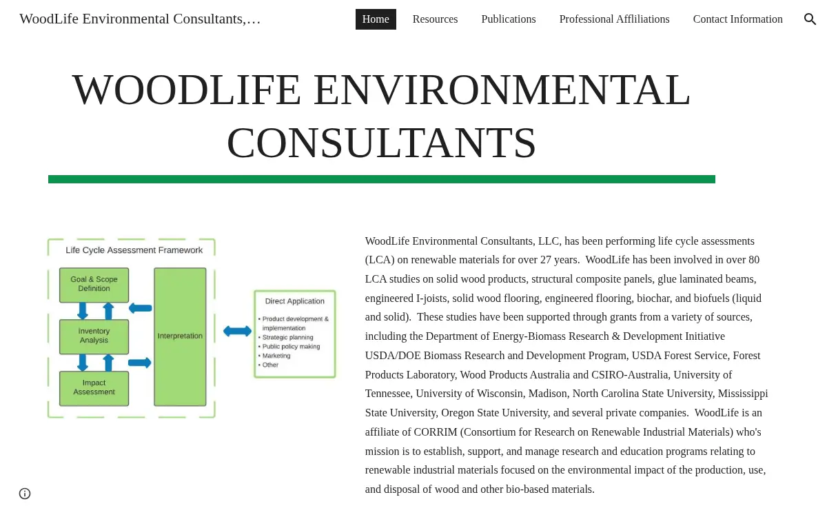Homepage of Woodlife Environmental Consultants LLC