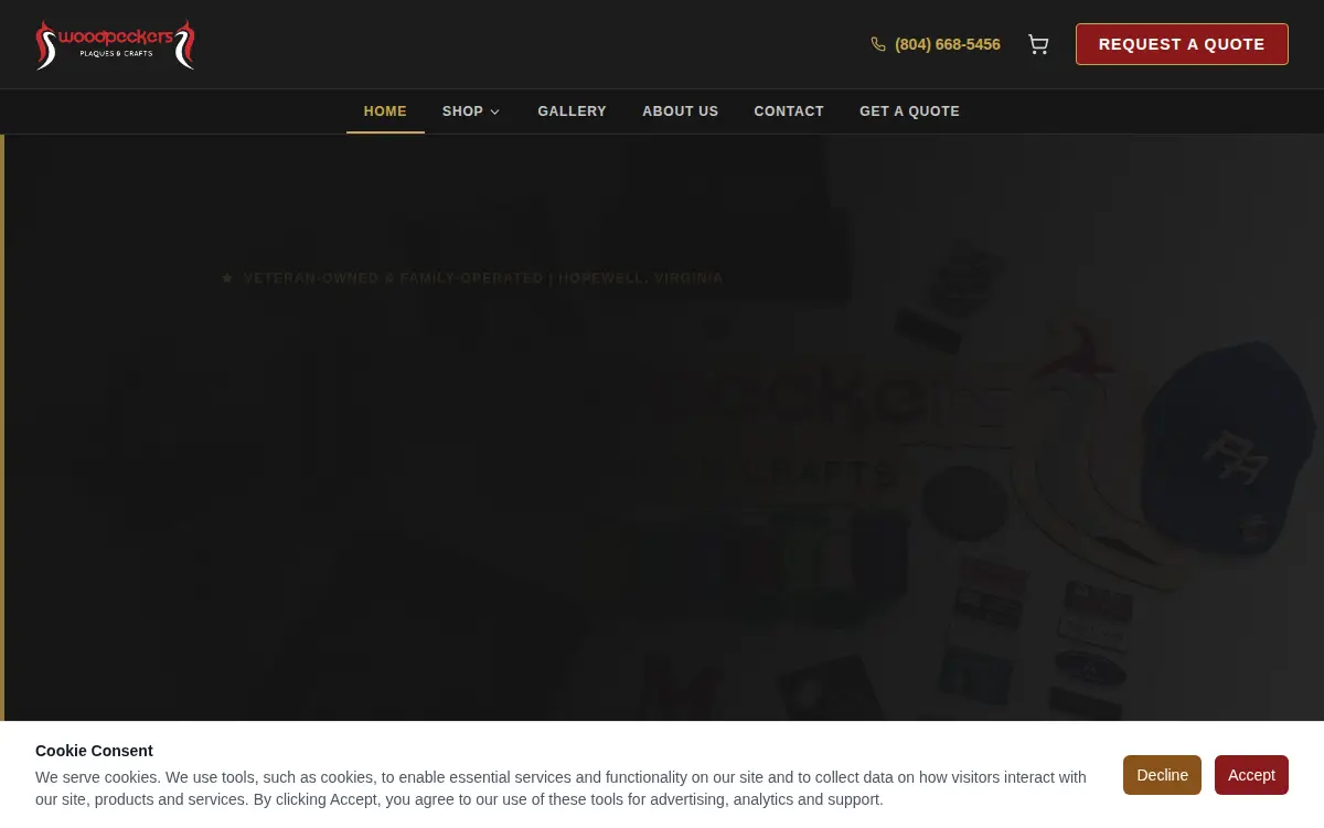 Homepage of Woodpeckers Plaques and Crafts LLC
