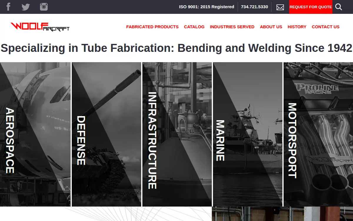 Homepage of Woolf Aircraft Products, INC