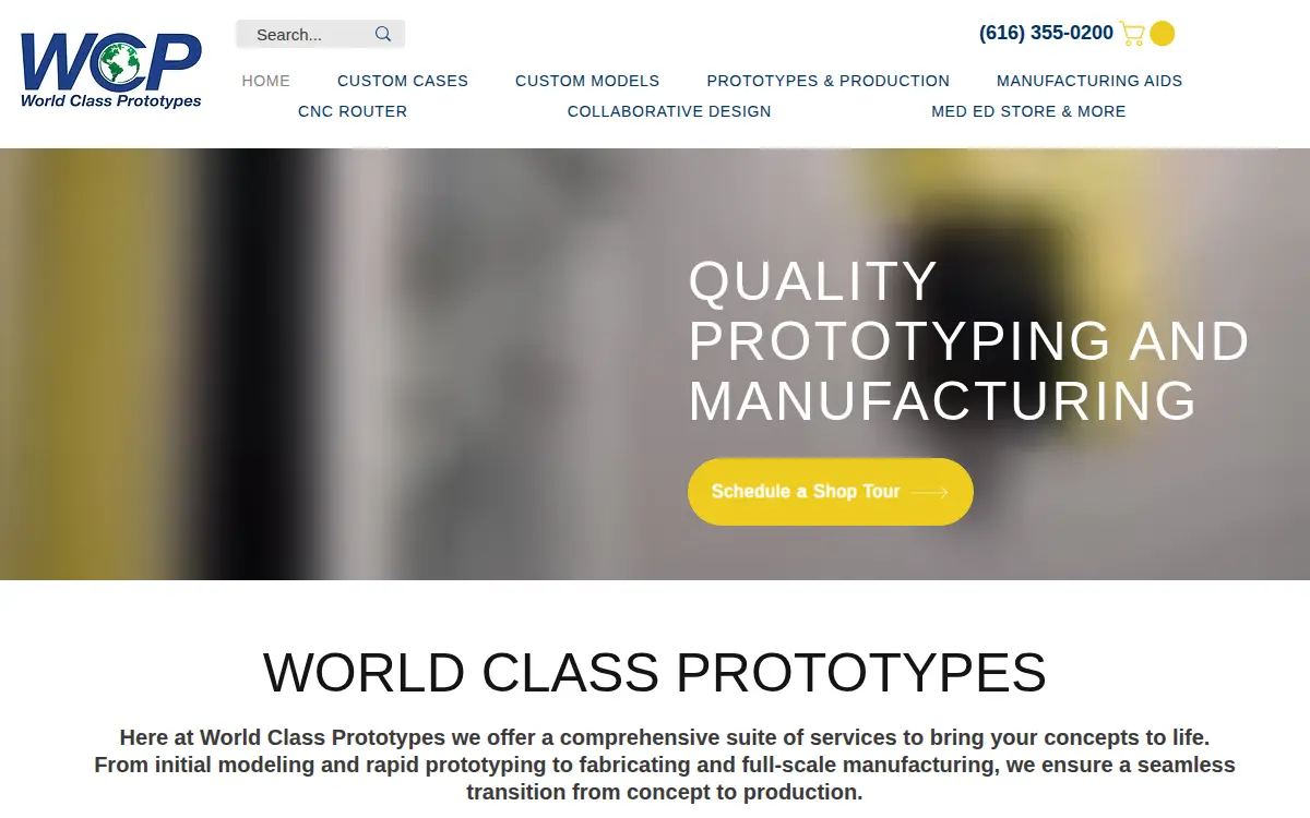 Homepage of World Class Prototypes, INC.