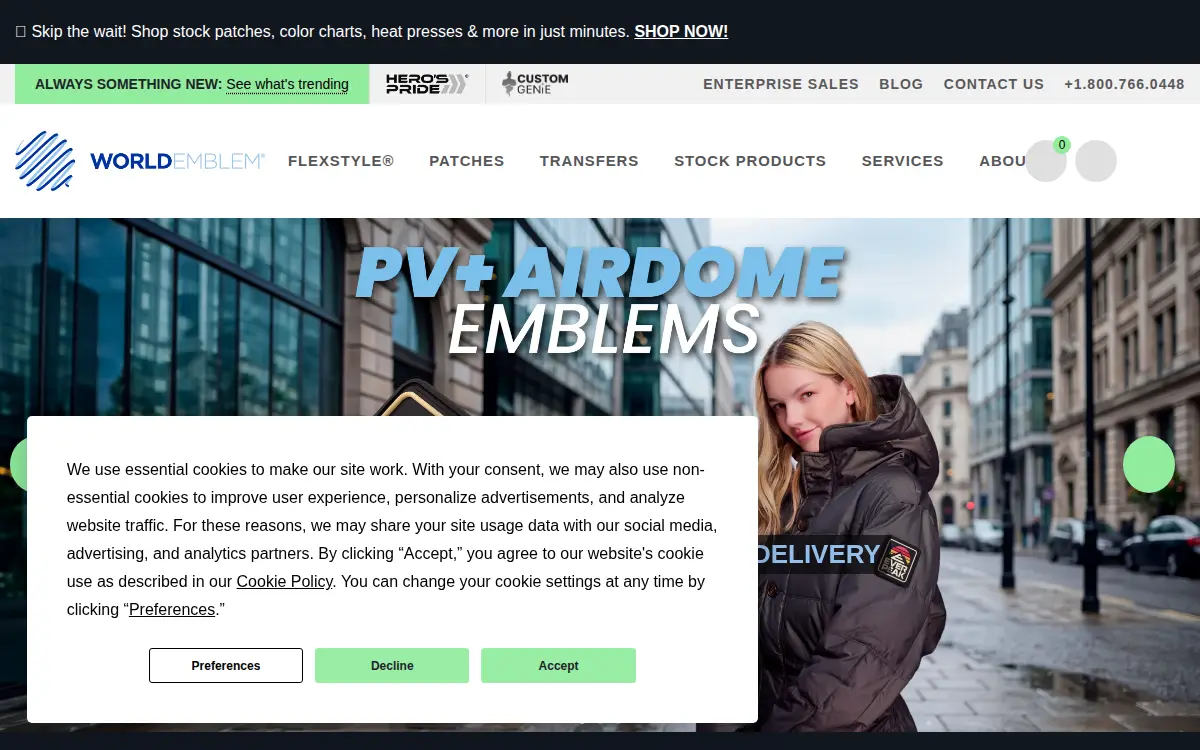 Homepage of World Emblem International, INC.