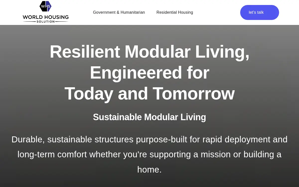 Homepage of World Housing Solution INC.