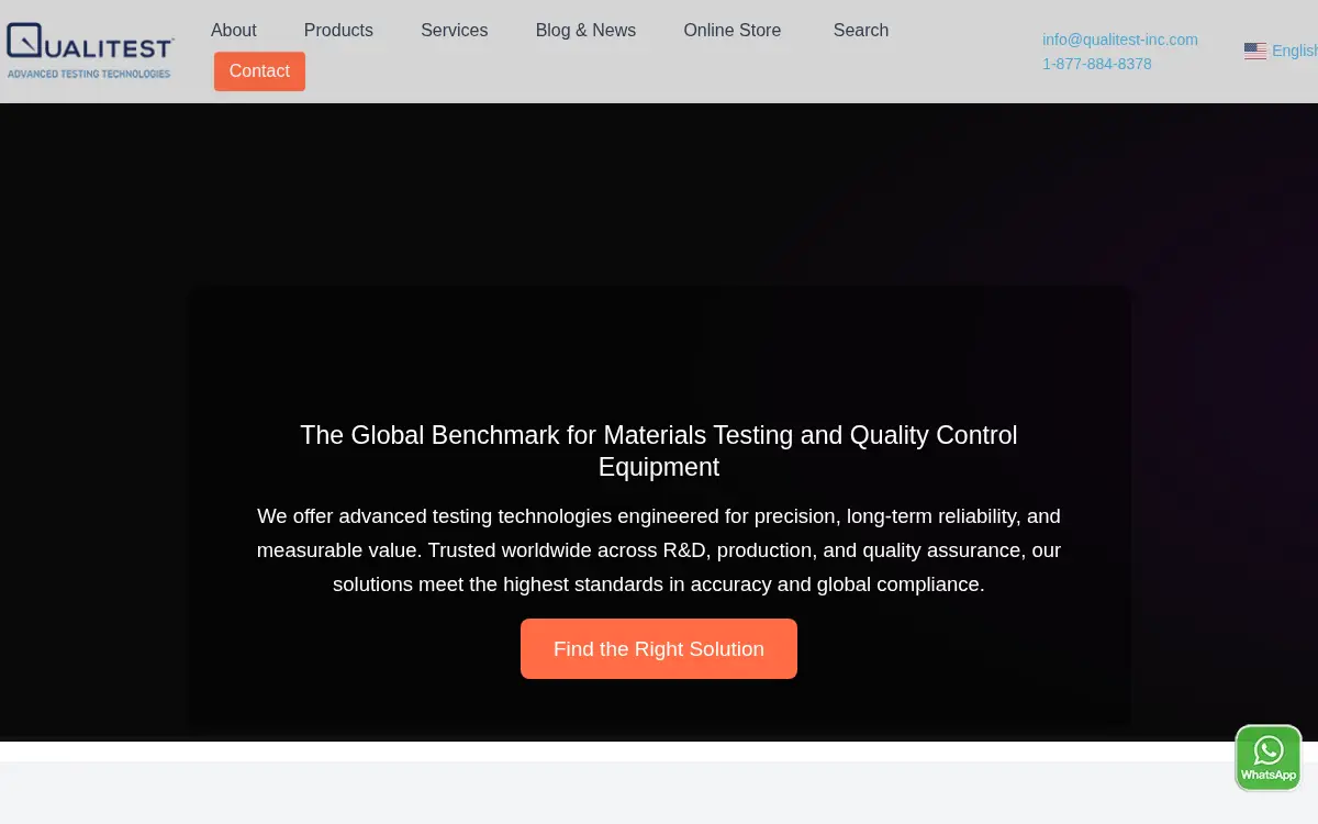 Homepage of Qualitest USA Lc