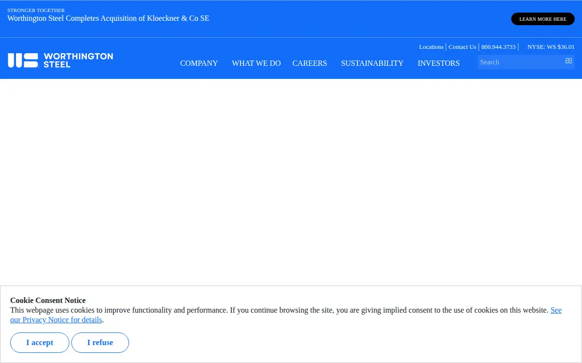 Homepage of The Worthington Steel Company