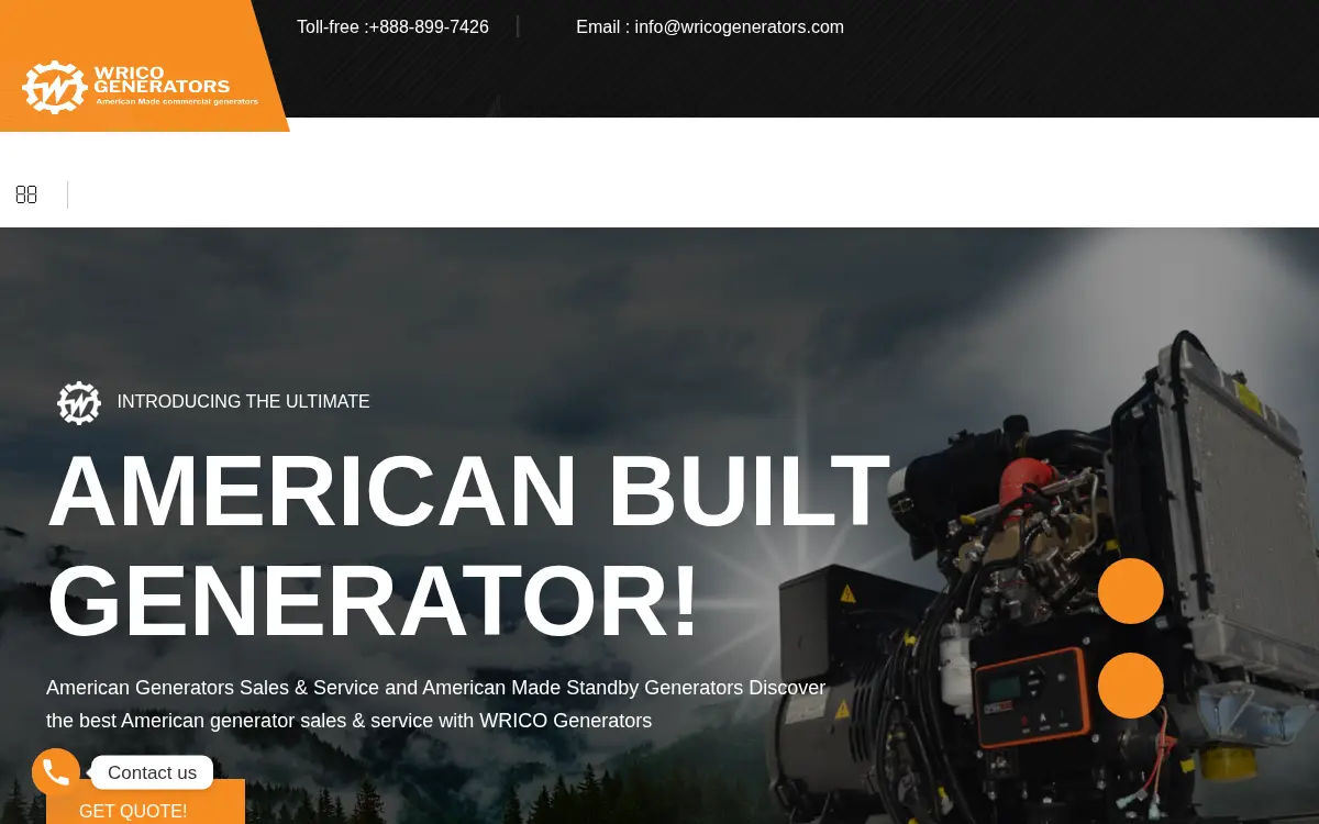 Homepage of Wrico Generators, LLC