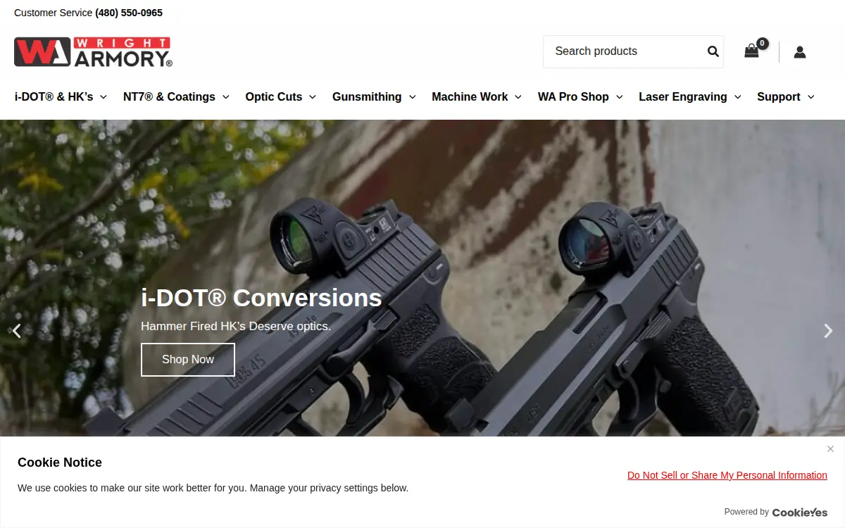Homepage of Wright Armory, LLC
