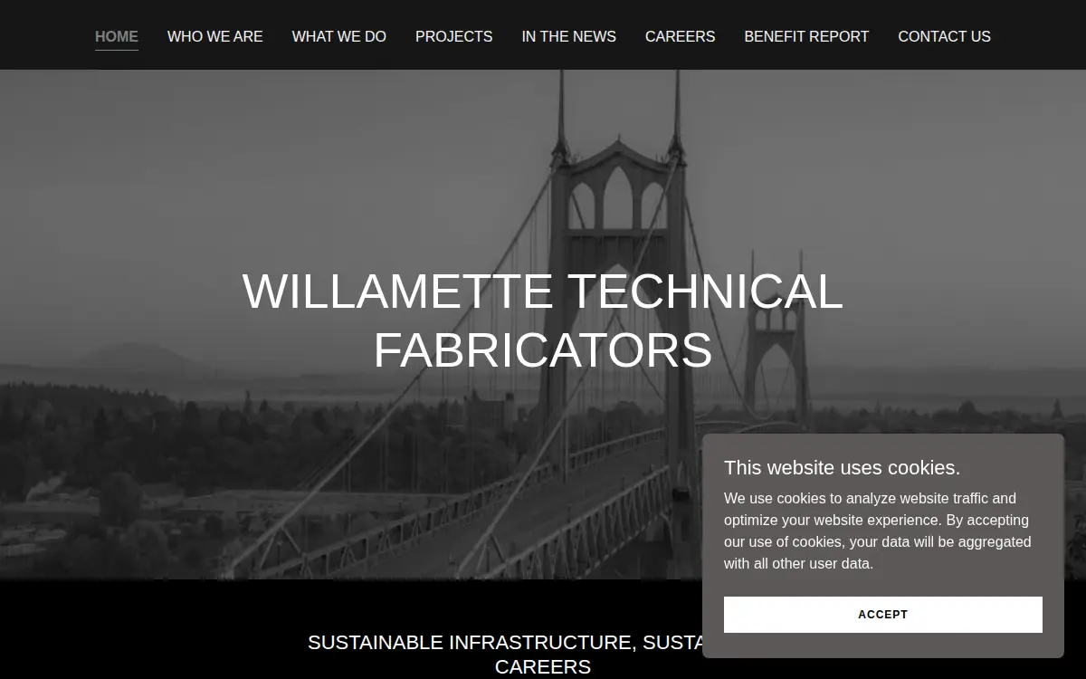 Homepage of Willamette Technical Fabricators, LLC