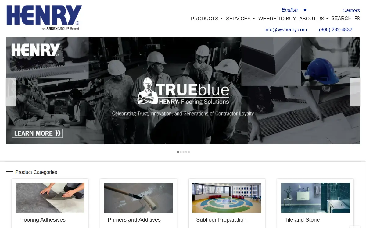 Homepage of The W.w. Henry Company, L.p.