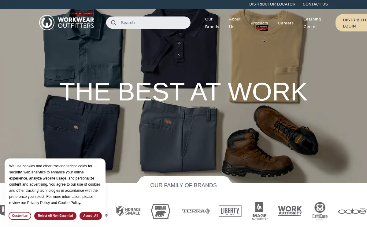 Homepage of Workwear Outfitters, LLC