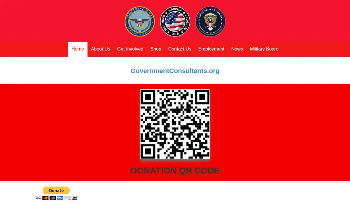 Homepage of Wounded Warrior Program USA