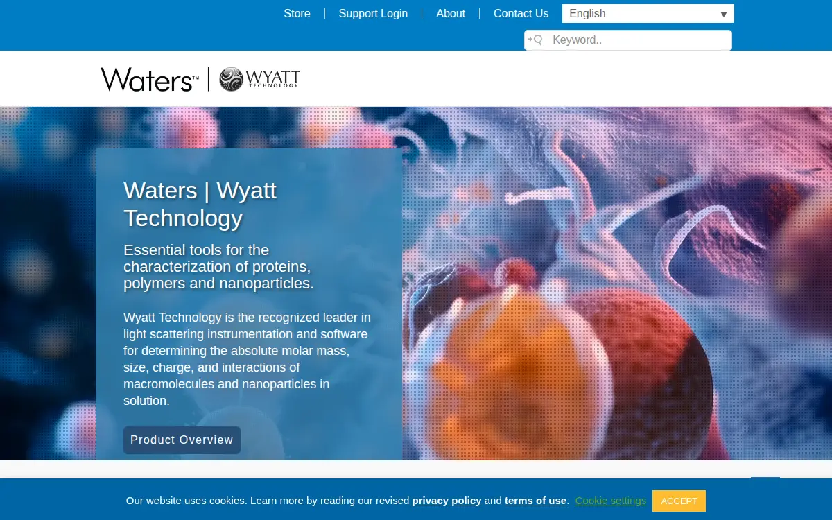 Homepage of Wyatt Technology, LLC