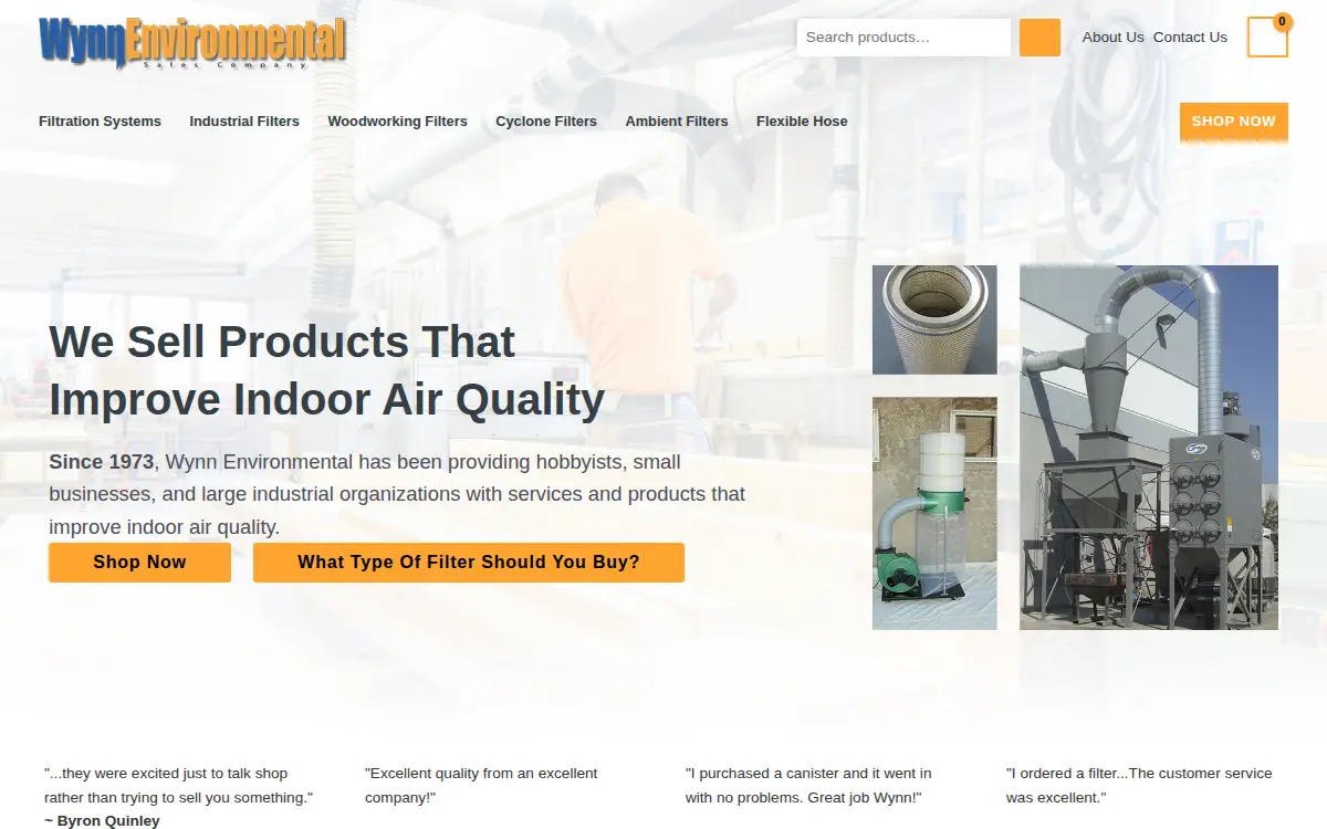 Homepage of Wynn Environmental Sales Company INC