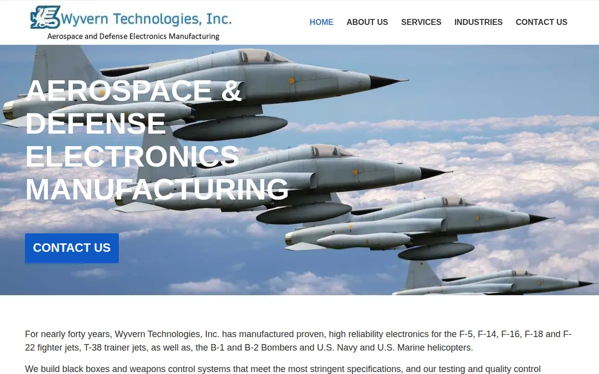 Homepage of Wyvern Technologies