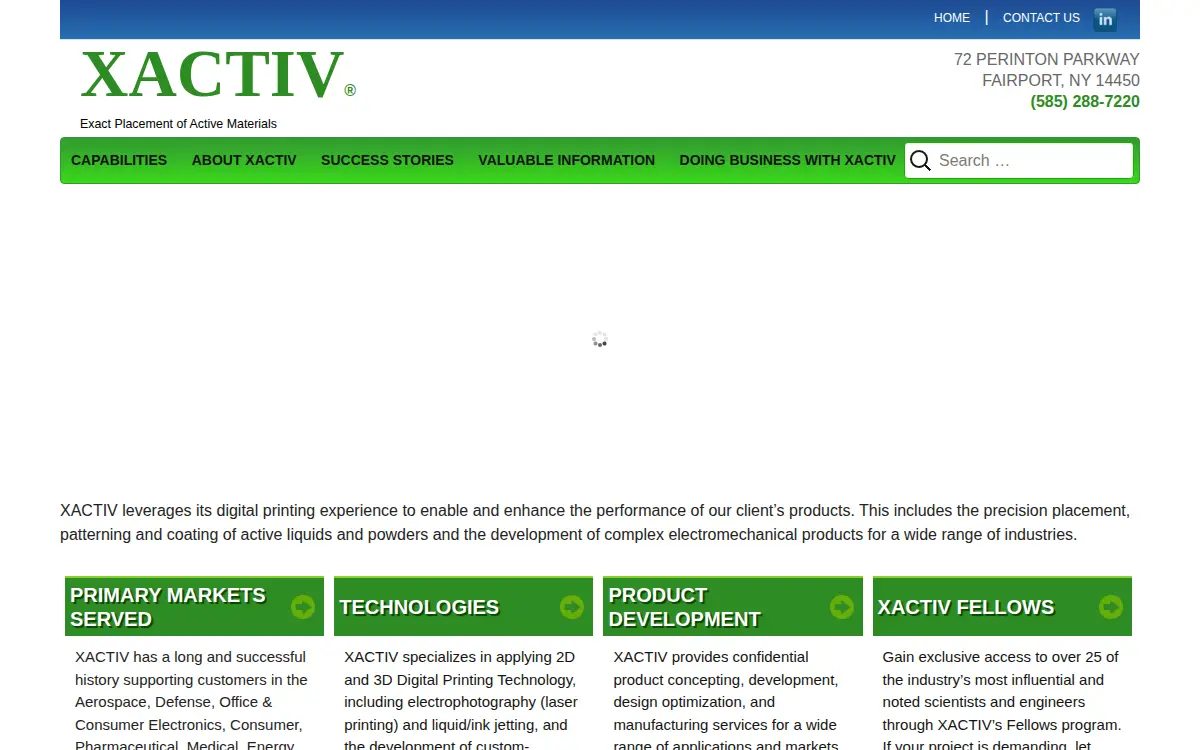 Homepage of Xactiv, INC.